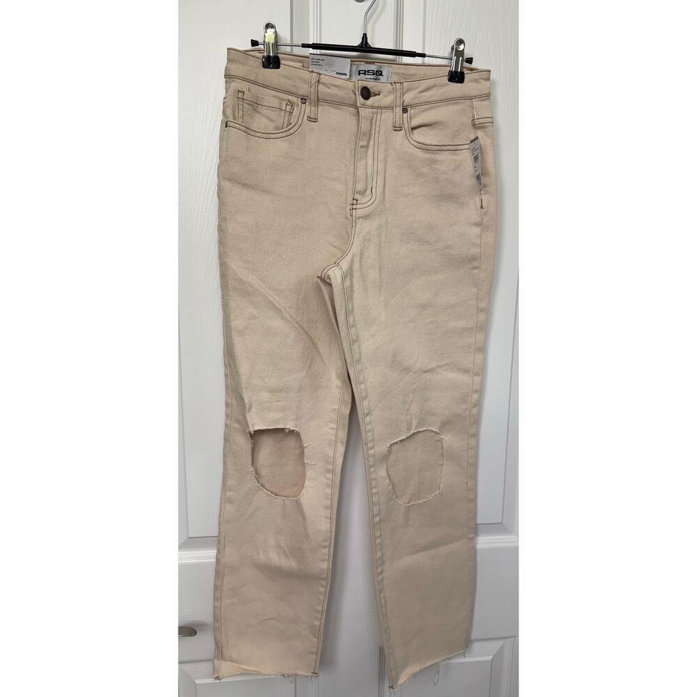 RSQ size 27 high rise straight leg denim beige NWT raw hem ($40 retail)